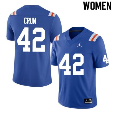 Women's Florida Gators #42 Quaylin Crum NCAA Nike Blue Throwback Authentic Stitched College Football Jersey KVB3462GX